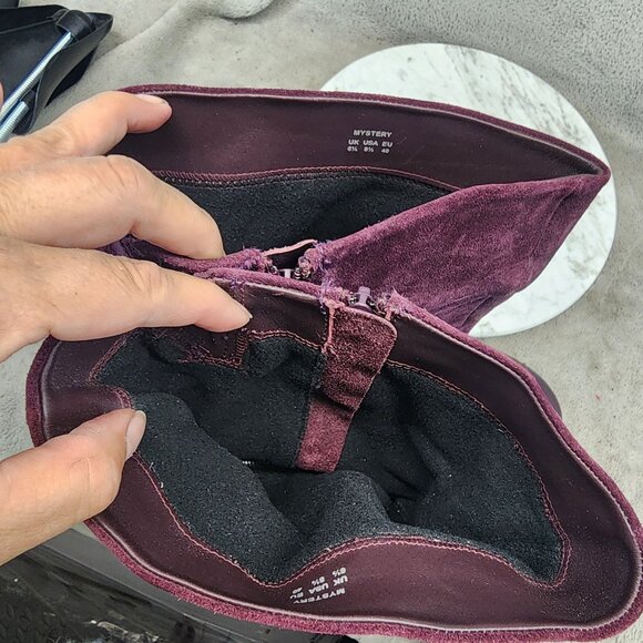 Hotter Shoes Womens Size 8.5 Mystery Purple Suede Zip Mid-Calf Boots *GUC* - Picture 10 of 16